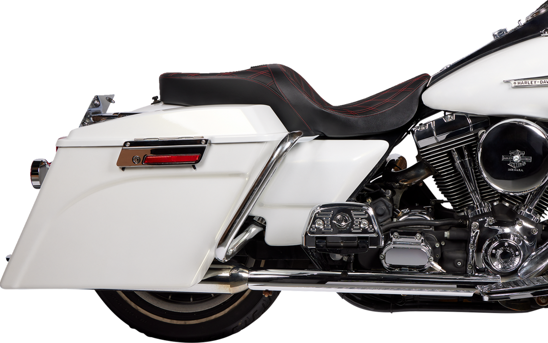 DRAG SPECIALTIES SEATS Freedom Seat - Vinyl - Double Diamond Red Stitch - FLH '97-'07 08011507-4676D