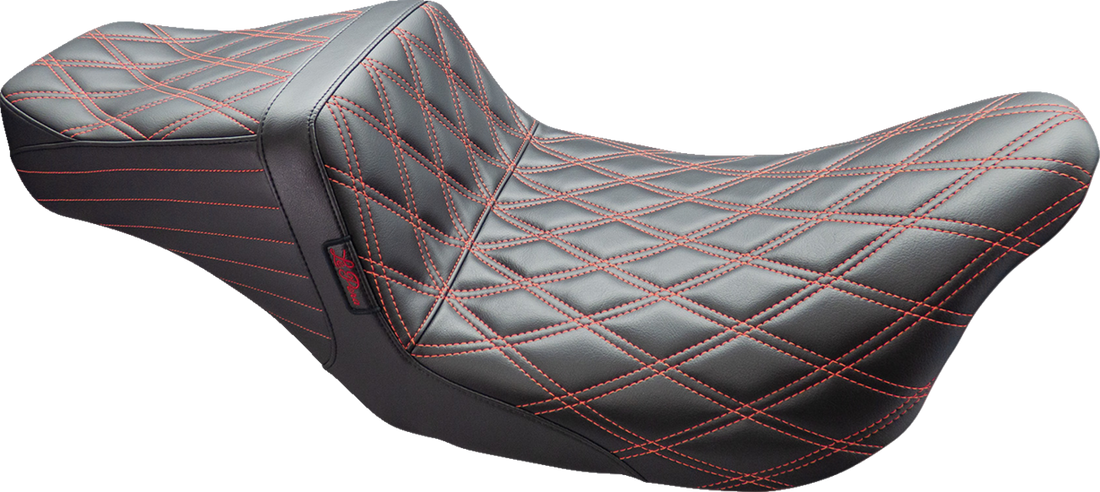 LE PERA Tailwhip Seat - Double Diamond w/ Red Thread - Black - FL '08-'24 LK-587DD-RED