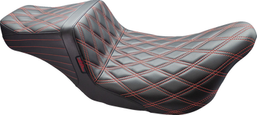 LE PERA Tailwhip Seat - Double Diamond w/ Red Thread - Black - FL '08-'24 LK-587DD-RED