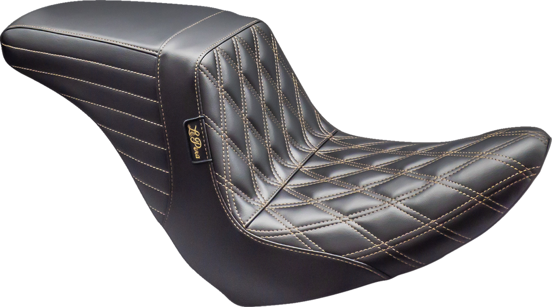 LE PERA Kickflip Up Front Seat - Double Diamond w/ Chestnut Thread - Black - FL/FX '18-'24 LYRU-590DD-CHET