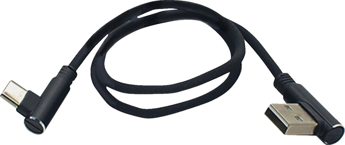 RIDEPOWER 90° Male USB to 90° Male USB-C Cable - Phone - Charger - 18" - Black RP90DGUSBUSBC18