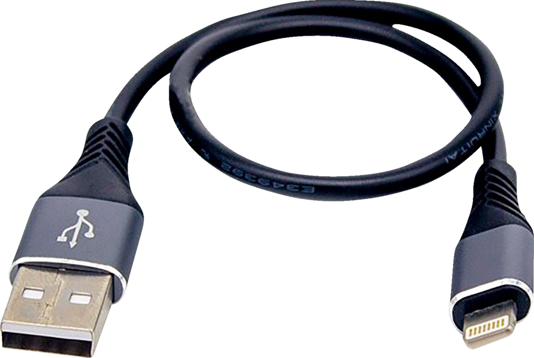 RIDEPOWER Male USB to Male Lightning Cable - Phone - Charger - 12" - Black/Gray RPUSBLHT12