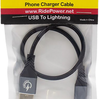 RIDEPOWER Male USB to Male Lightning Cable - Phone - Charger - 12" - Black/Gray RPUSBLHT12