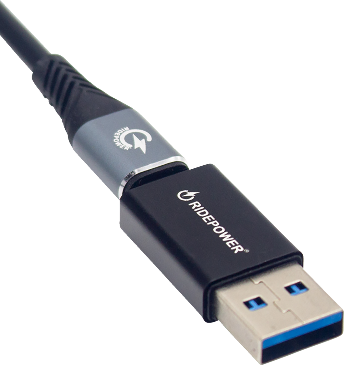 RIDEPOWER Male USB to Female USB-C Adapter - Power - Compact - Black RPUSBUSBCADPT