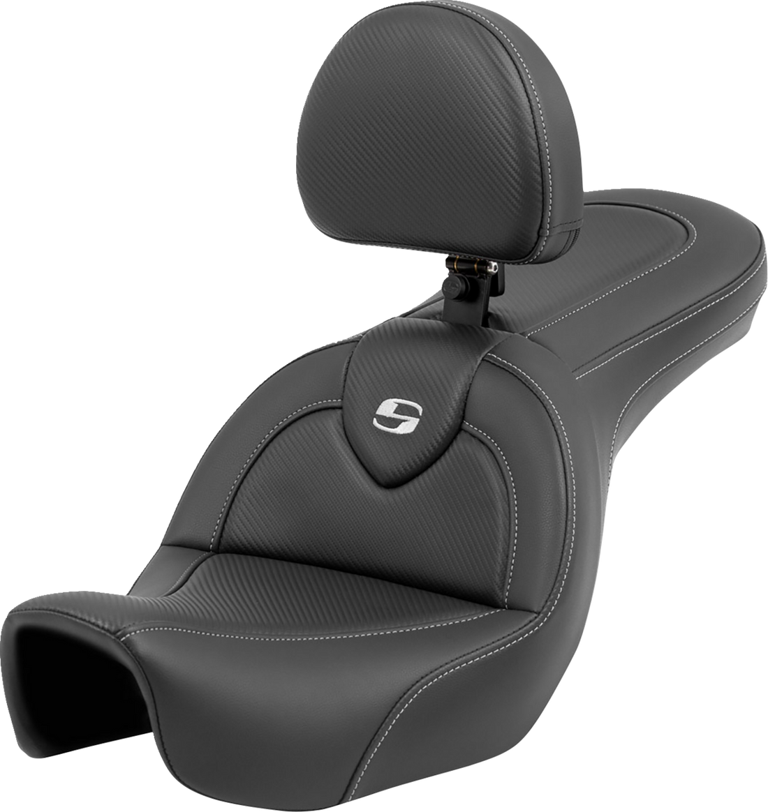 SADDLEMEN Roadsofa™ Carbon Fiber Seat - Carbon Fiber - with Backrest - FXD '06-'17 806-04-185BR