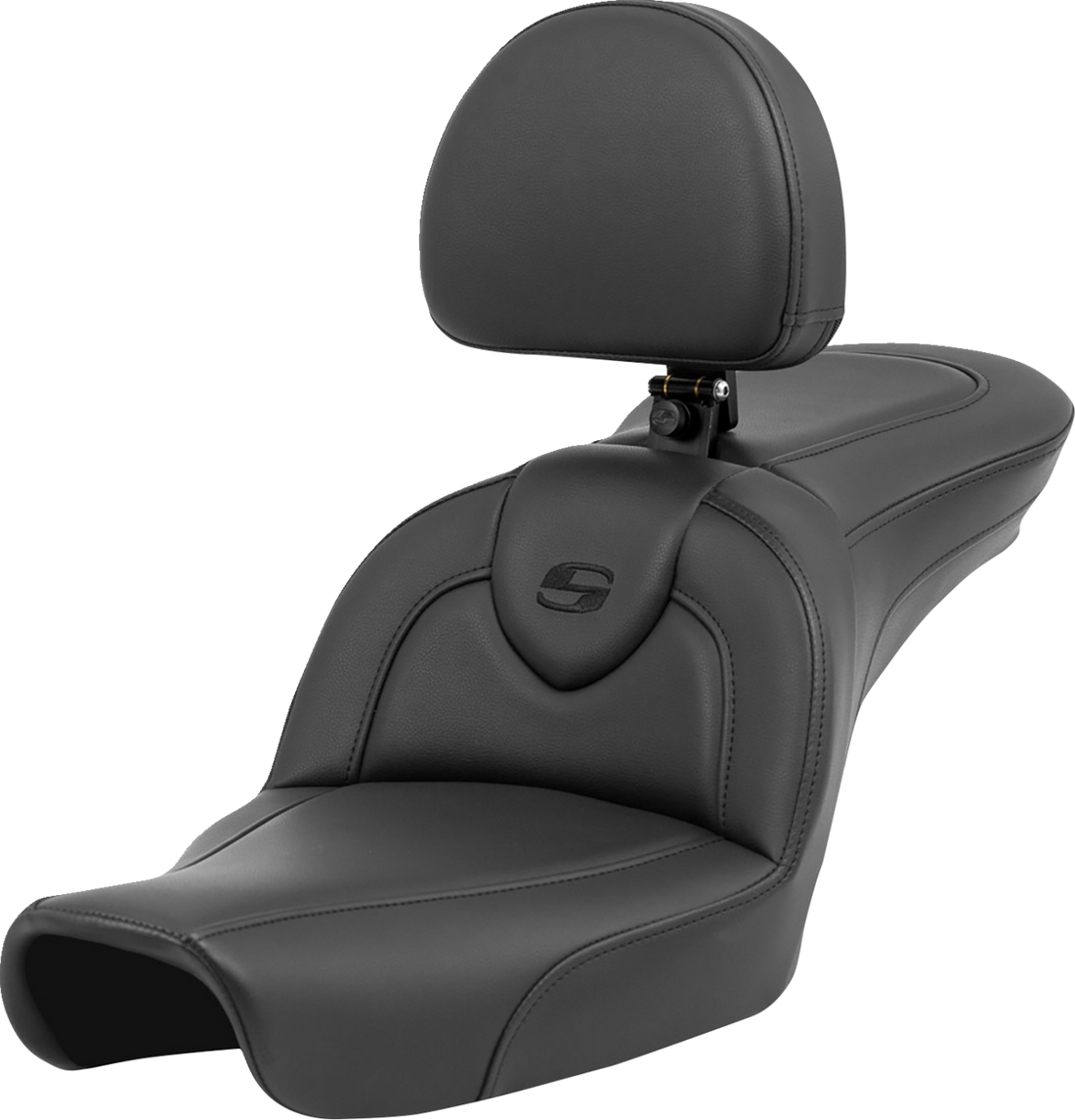SADDLEMEN Roadsofa™ Seat - with Backrest - Black/Black Stitching - FXD '96-'03 896-04-187BR