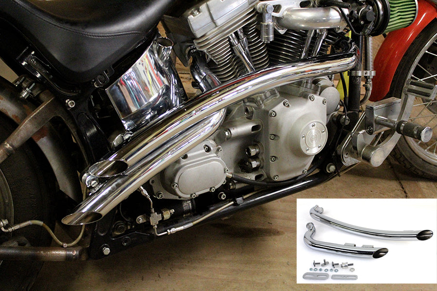 30-0009 - Curved Radius 2  Drag Pipe Set Chrome by V-Twin