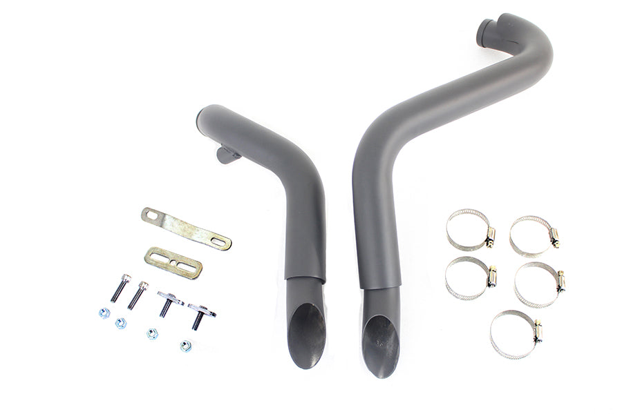 30-0021 - Straight Down Drag Pipe Set Black with Heatshields by V-Twin