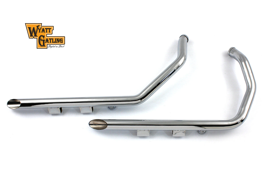 30-0070 - Wyatt Gatling Exhaust Drag Pipe Set Slash Cut by V-Twin