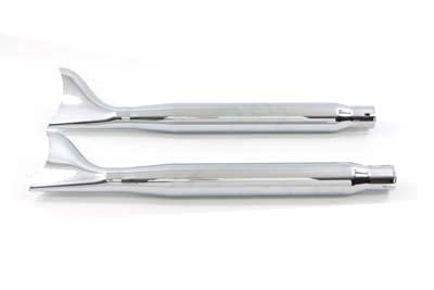 30-0264 - Chrome Tapered Fishtail Muffler Set 27 inch by V-Twin