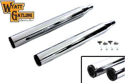 30-0753 - Wyatt Gatling Muffler Set With Black 6 Screw End Tips by V-Twin