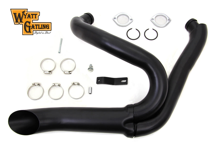 30-0769 - Black Wyatt Gatling 2 into 1 Exhaust Pipe Header Kit by Wyatt Gatling
