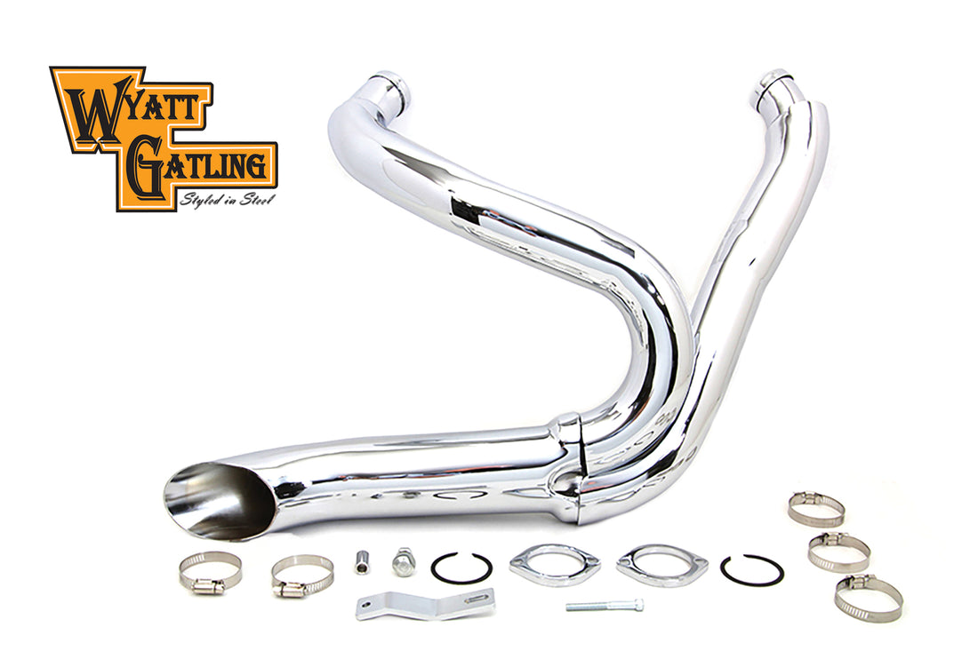 30-0772 - Chrome Wyatt Gatling 2 into 1 Exhaust Pipe Header Kit by Wyatt Gatling