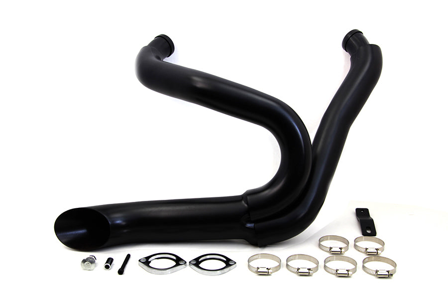 30-0773 - Black Wyatt Gatling 2 into 1 Exhaust Pipe Header Kit by V-Twin