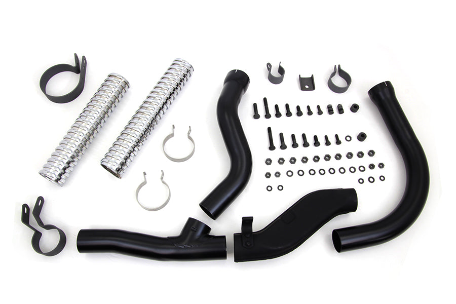 30-0802 - Black Replica Panhead Exhaust Header Kit by V-Twin