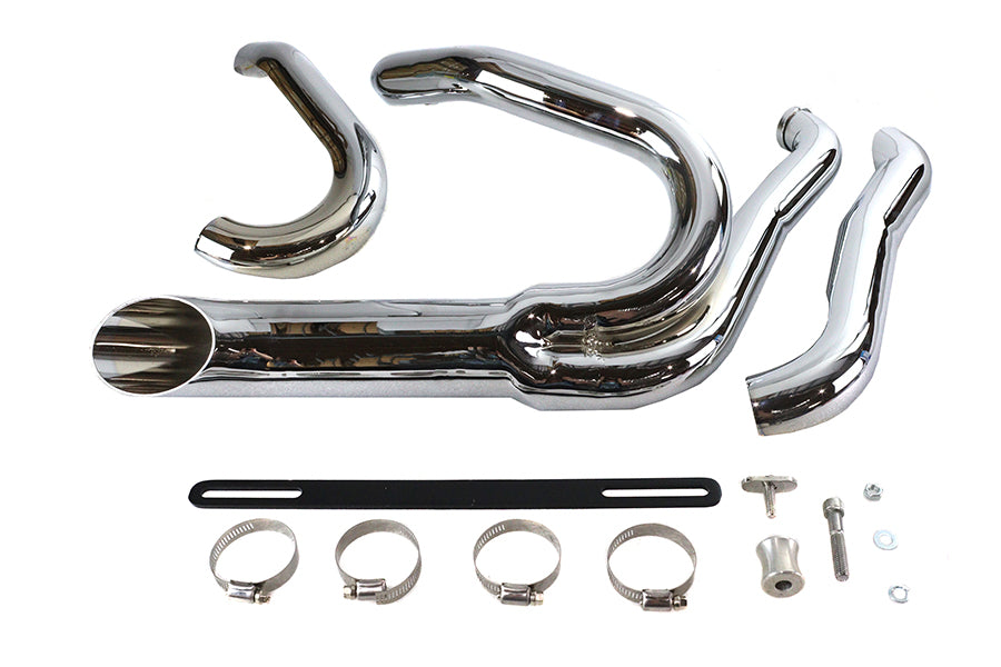 30-0835 - Chrome Wyatt Gatling 2 into 1 Exhaust Pipe Header Kit by Wyatt Gatling