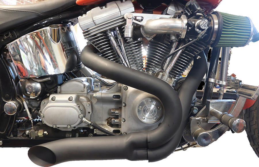 30-0838 - Black Wyatt Gatling 2 into 1 Exhaust Pipe Header Kit by Wyatt Gatling