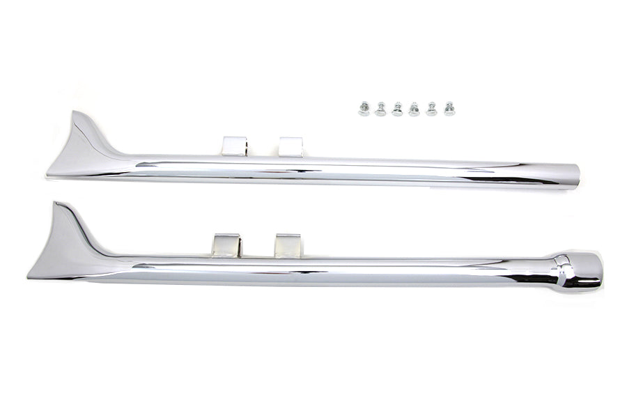 30-1147 - M8 36  Straight Fishtail Exhaust Extension Set Chrome by Wyatt Gatling