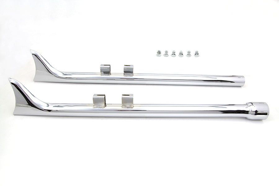 30-1147 - M8 36  Straight Fishtail Exhaust Extension Set Chrome by Wyatt Gatling