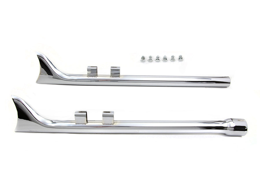 30-1148 - M8 33  Straight Fishtail Exhaust Extension Set Chrome by V-Twin