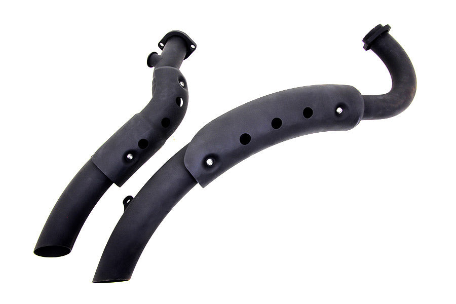 30-1286 - Black Drag Pipe Set With Heat Shields by V-Twin