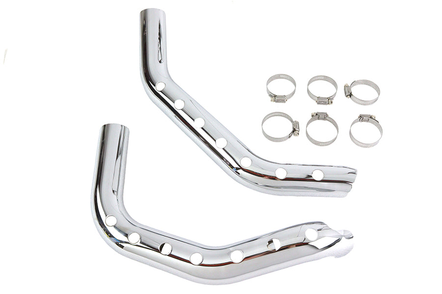 30-1313 - Drilled Heat Shield Set Chrome by V-Twin
