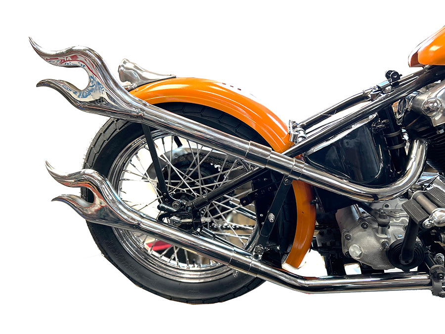 30-1433 - 31 inch Straight Flame Exhaust Pipe Extension Set Chrome by V-Twin