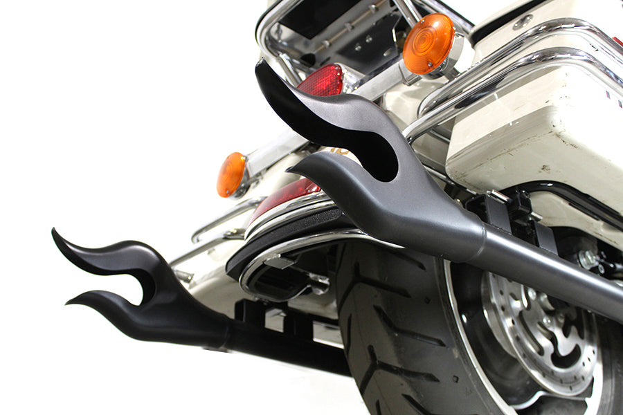 30-1436 - 36 inch Straight Flame Exhaust Pipe Extension Set Black by V-Twin