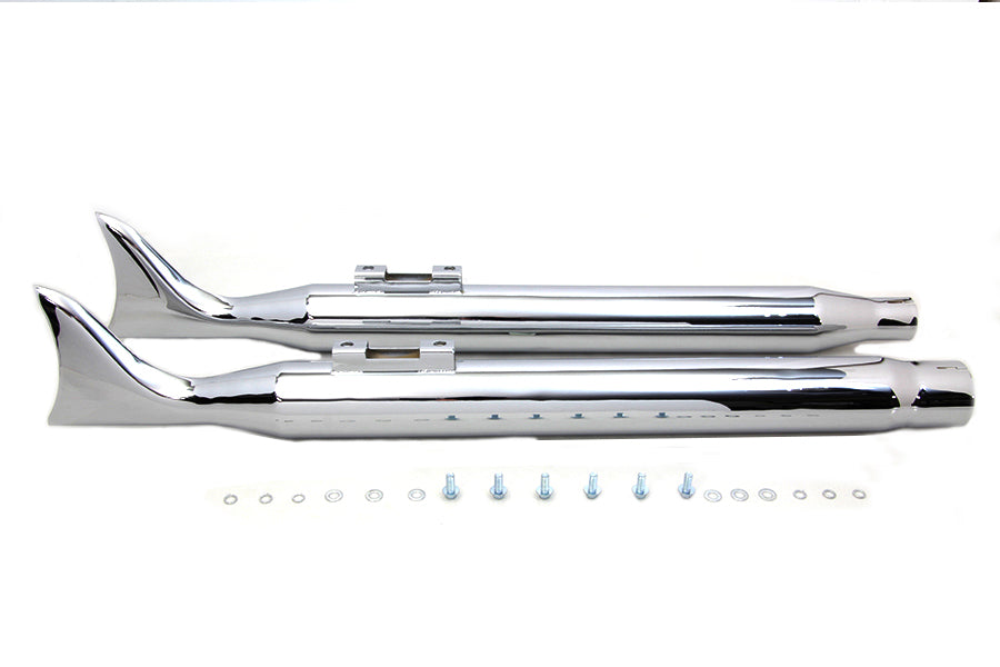 30-1606 - M8 Chrome Fishtail Muffler Set by V-Twin