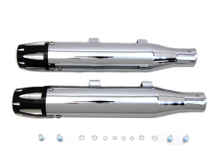 30-1611 - Chrome Highlighted Revolver Tip Muffler Set by V-Twin