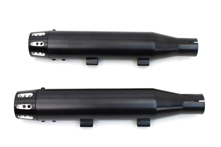 30-1617 - Black Tapered Revolver Tip Muffler Set Black by V-Twin