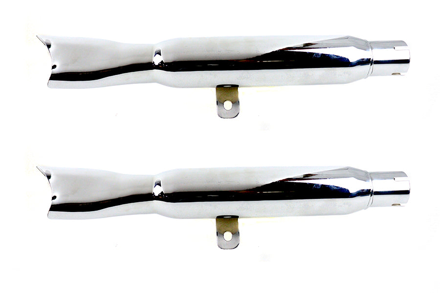 30-1877 - Mini Fishtail Muffler Set Chrome by V-Twin