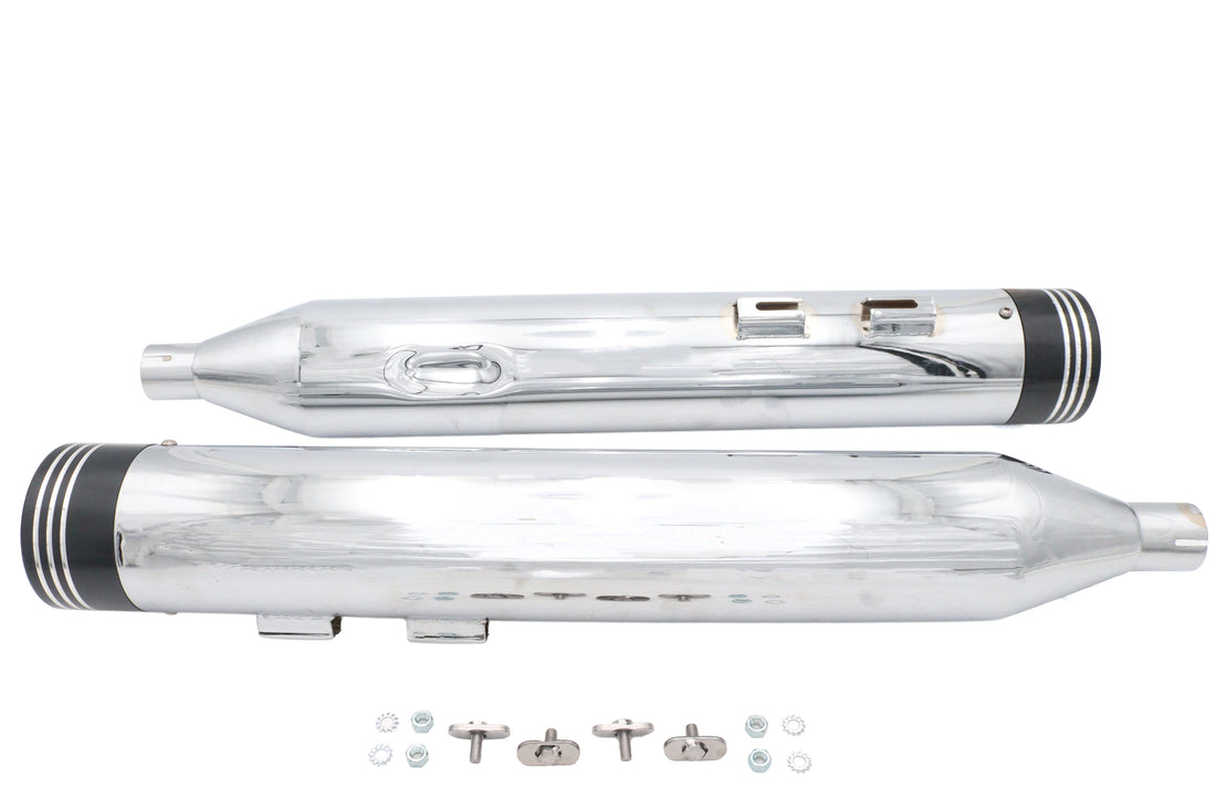 30-1902 - Wyatt Gatling Muffler Set Chrome with Black Saturn Tips by Wyatt Gatling