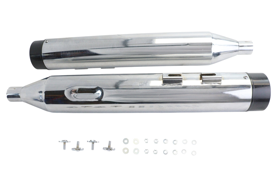 30-1909 - Wyatt Gatling Muffler Set Chrome with Black Contour Tips by Wyatt Gatling