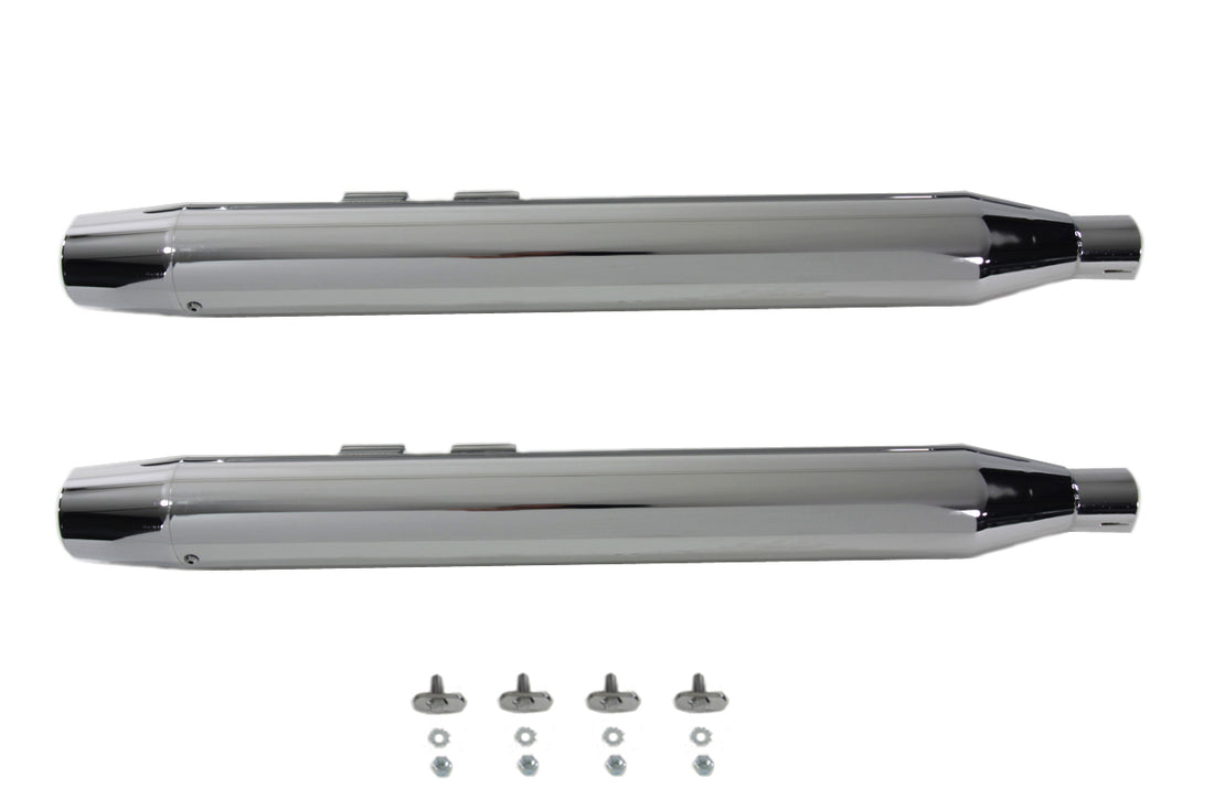 30-3110 - Muffler Set With Chrome Long Tapered End Tips by V-Twin