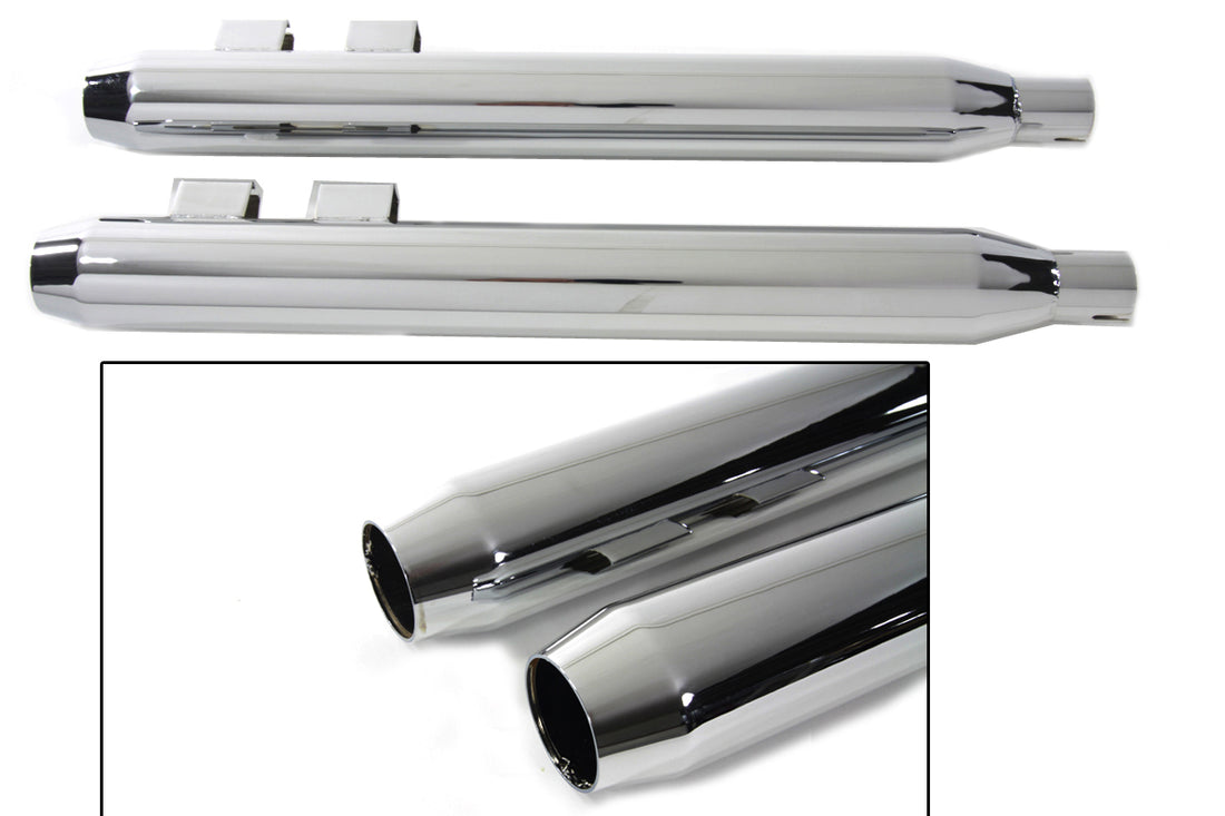 30-3184 - Muffler Set With Chrome Short Tapered End Tips by V-Twin