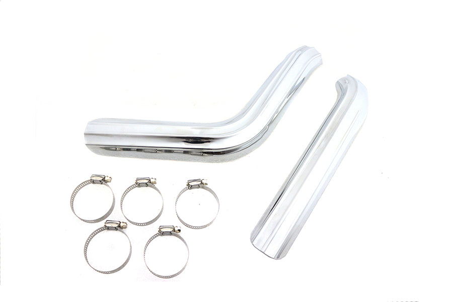 30-3214 - Ribbed Heat Shield Set Chrome by V-Twin