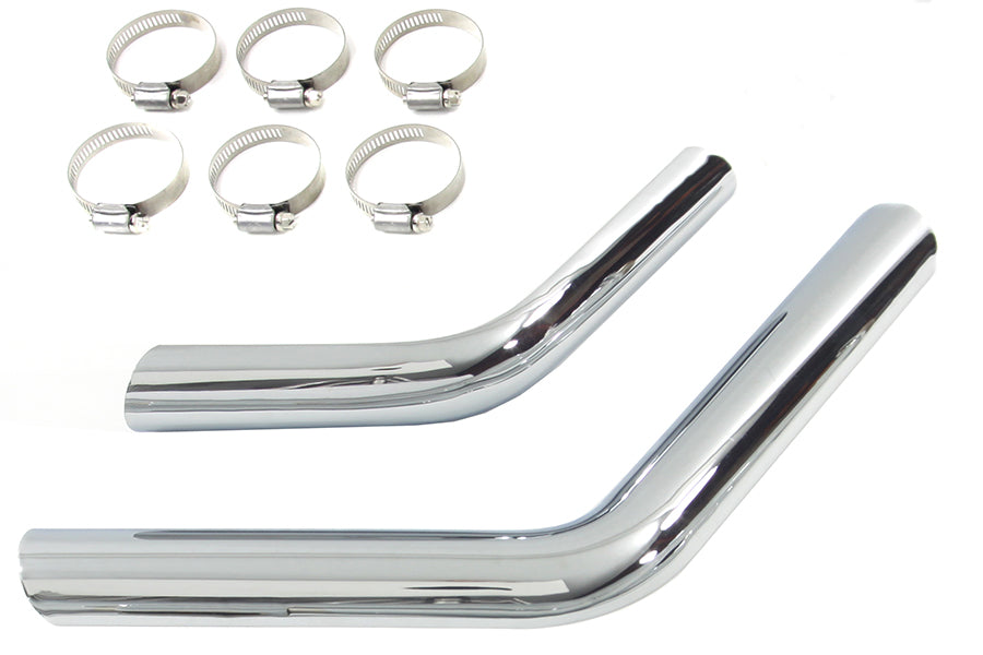 30-3237 - Drag Exhaust Pipe Heat Shield Set Chrome by V-Twin