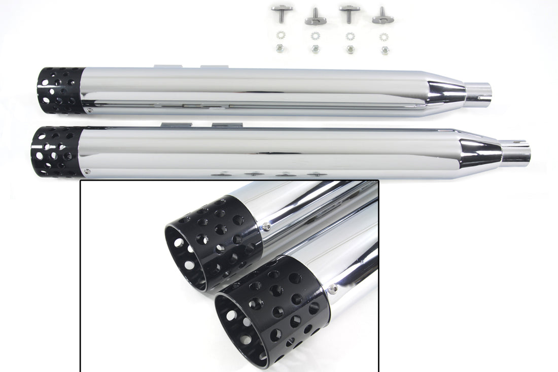 30-3383 - Muffler Set with Black Shooter Style Ends by V-Twin