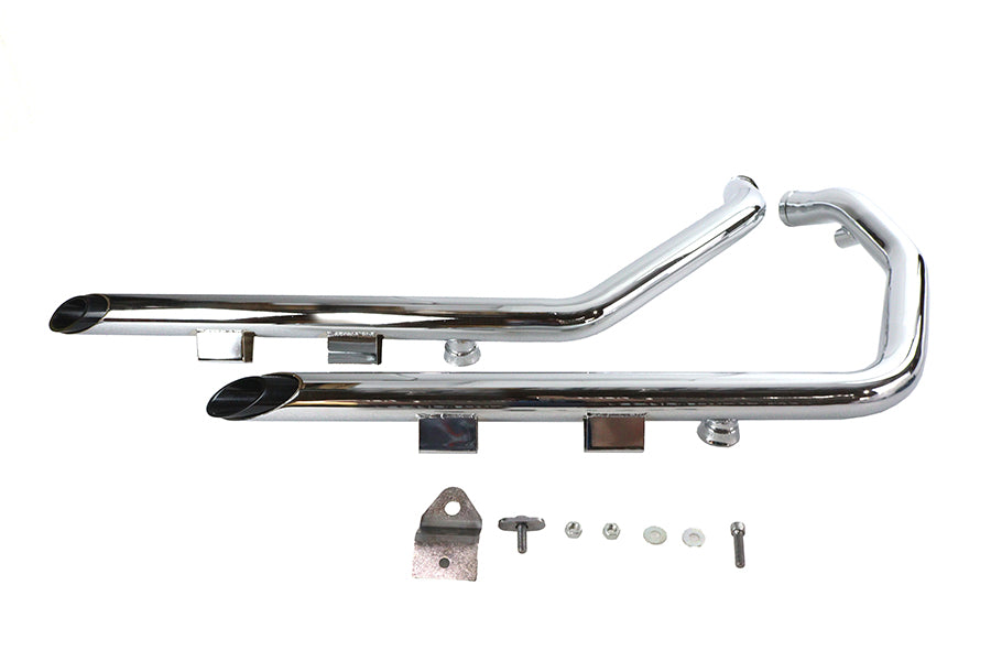 30-3426 - Wyatt Gatling Exhaust Drag Pipe Set Slash Cut Chrome by V-Twin