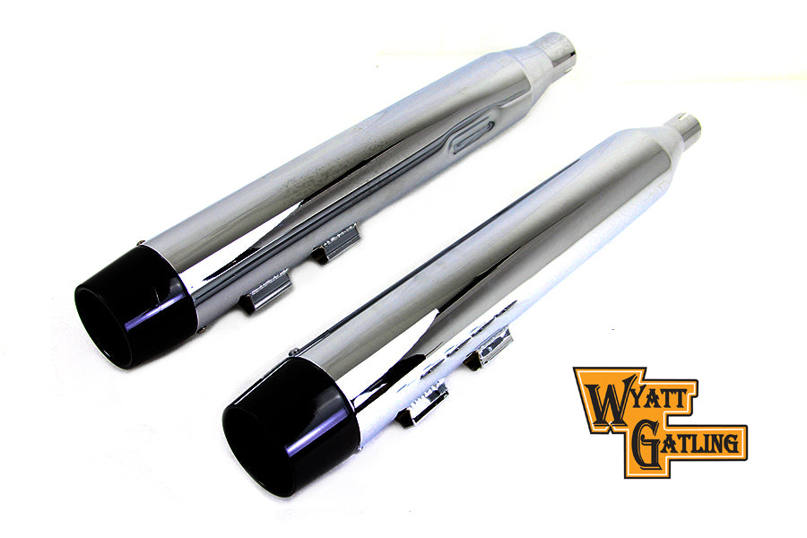 30-4011 - Wyatt Gatling Muffler Set Chrome with Black Conical Tip by Wyatt Gatling