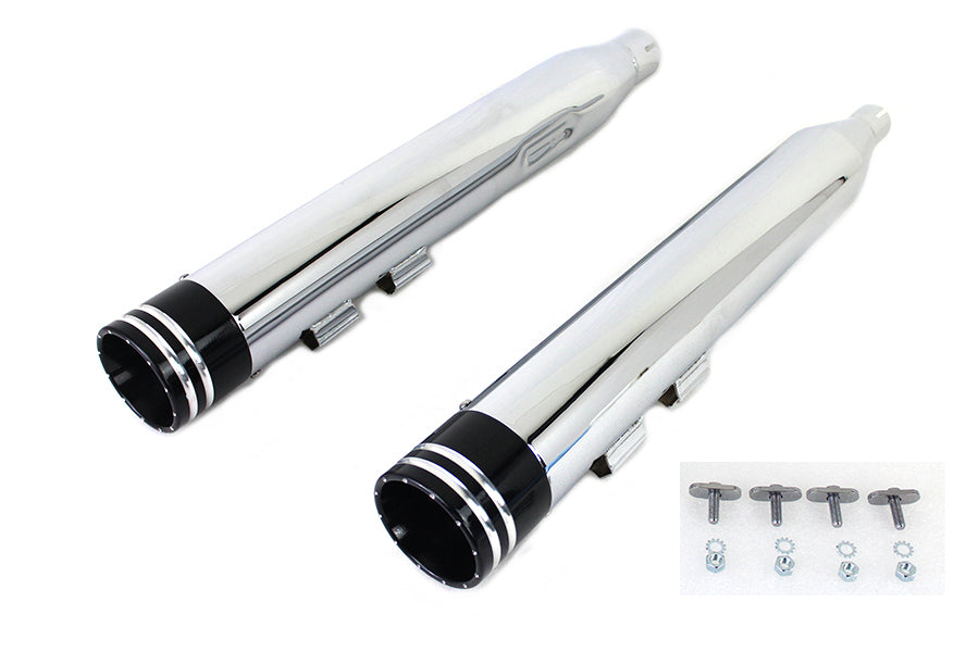 30-4015 - Wyatt Gatling Muffler Set Chrome with Black 2 Ring Comet Tip by Wyatt Gatling