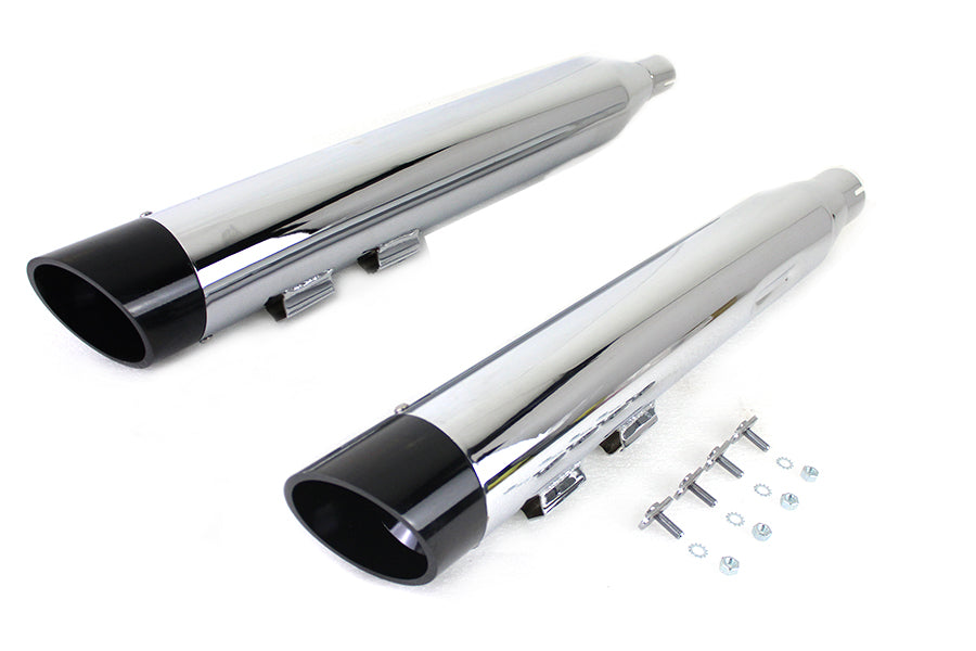 30-4016 - Wyatt Gatling Muffler Set Chrome with Black Slash Down Tip by Wyatt Gatling