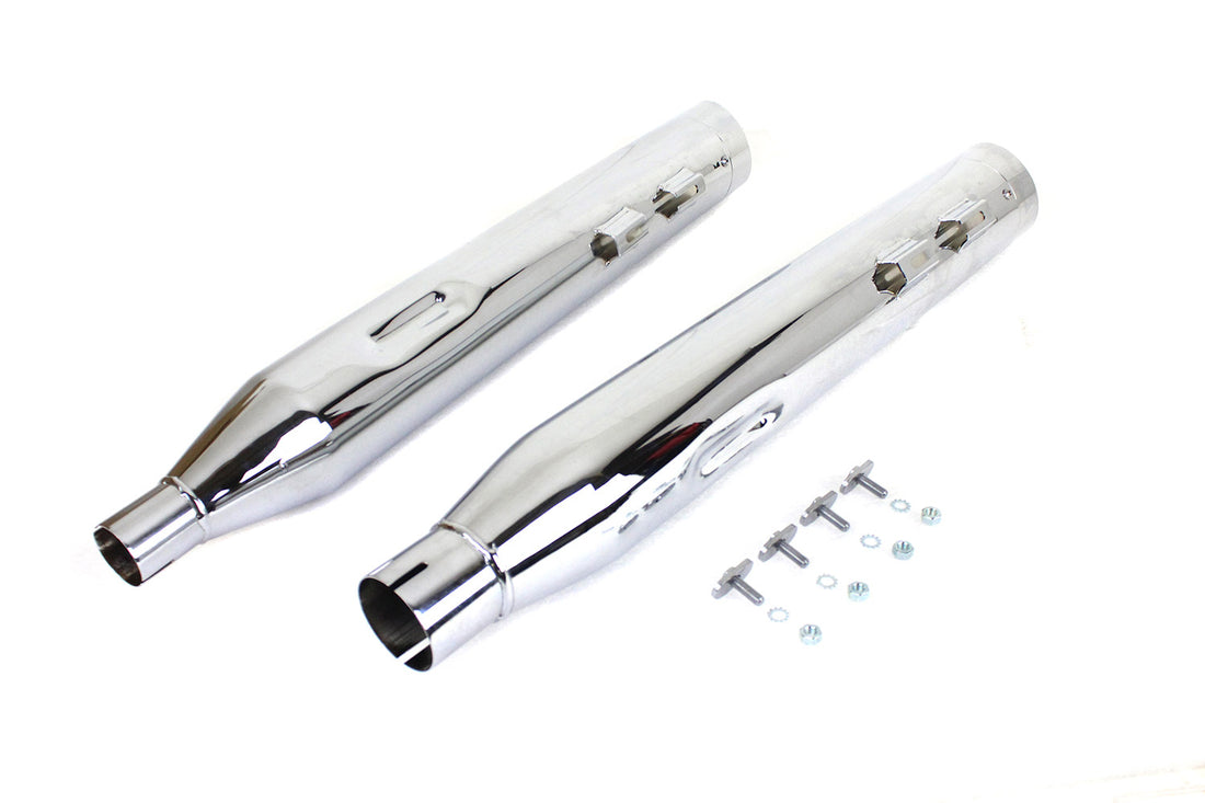 30-4017 - Wyatt Gatling Muffler Set Chrome with Black Slash Down Tip by Wyatt Gatling