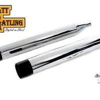 30-4095 - Wyatt Gatling Chrome Muffler Set with Black Gun Barrel Ends by V-Twin