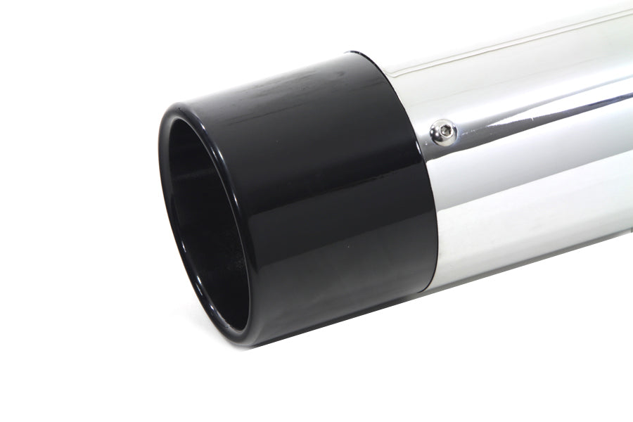 30-4095 - Wyatt Gatling Chrome Muffler Set with Black Gun Barrel Ends by V-Twin