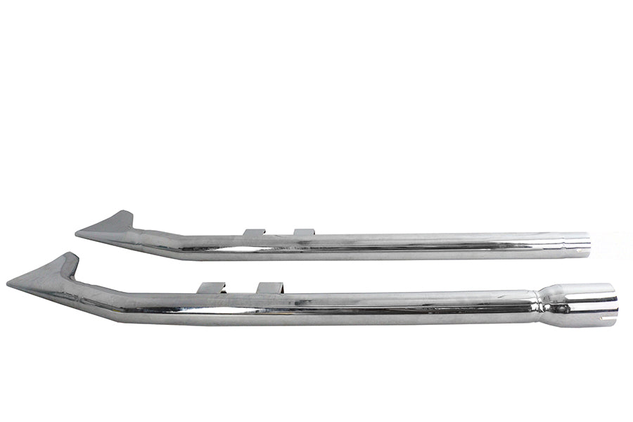 30-7963 - FLT Upsweep Straight Fishtail Set Chrome by V-Twin
