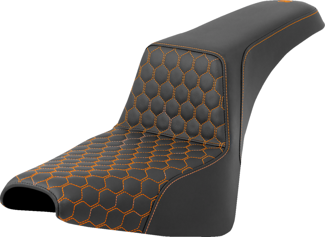 SADDLEMEN Step-Up Seat - Honeycomb - Orange Stitching - FXBB/FXST '18-'24 818-30-17703