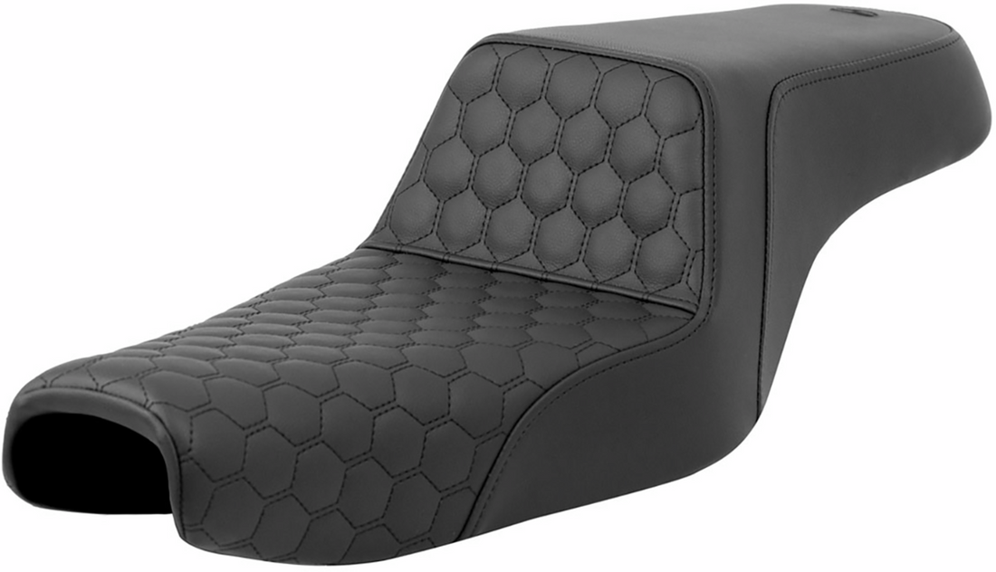 SADDLEMEN Step-Up Seat - Honeycomb - Black Stitching - 3.3 Gal Tank - Sportster '04-'21 807-11-177