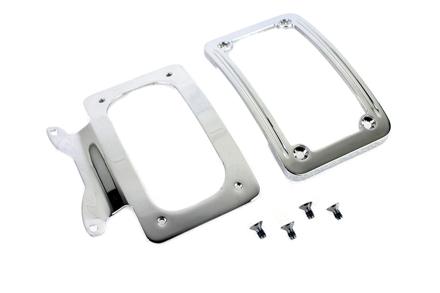 31-0018 - Curved License Plate with Frame Chrome by V-Twin